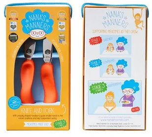 Nanas Manners ETAP 3 ORANGE Sztućce nóż widelec 3-9 lat - Sztućce dla dzieci - miniaturka - grafika 1