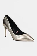 Czółenka - Tommy Hilfiger szpilki skórzane PARTY POINTED METALLIC PUMP kolor złoty FW0FW08156 - miniaturka - grafika 1