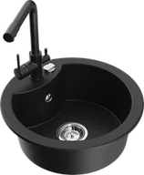 Zlewozmywaki z baterią - Mexen Diego zlewozmywak granitowy 1-komorowy z baterią kuchenną Duero, czarny - 6512-77-671600-70 - miniaturka - grafika 1