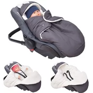 Śpiworki dla dzieci - Culbaby, Śpiworek Myszka do wózka fotelika gondoli ortalion grafit minky krem - miniaturka - grafika 1