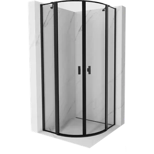 Mexen Mist kabina prysznicowa półokrągła uchylna 90 x 90 cm, czarna ramka, czarna - 8A32-090-090-70-70 - Kabiny prysznicowe - miniaturka - grafika 1