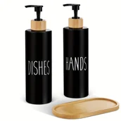 Pozostałe akcesoria kosmetyczne - TEMU Butelki z Pompką do Mydła w Płynu 17oz, Wielokrotnego Napełniania, Białe/Czarne, Zestaw 2 szt. - miniaturka - grafika 1