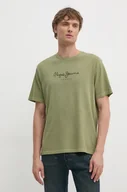 Koszulki męskie - Pepe Jeans t-shirt bawełniany męski kolor zielony z aplikacją - miniaturka - grafika 1