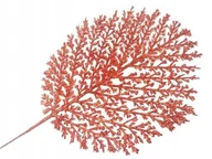 Sztuczne kwiaty - Brokatowa Gałązka Czerwona Liść Paproć Do Dekoracji Święta Stroik Choinka - miniaturka - grafika 1