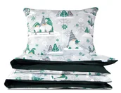 Pościel dla dzieci - Pościel 100x135 dziecięca bawełniana szara w Zielone Skrzaty z plecaczkiem - miniaturka - grafika 1