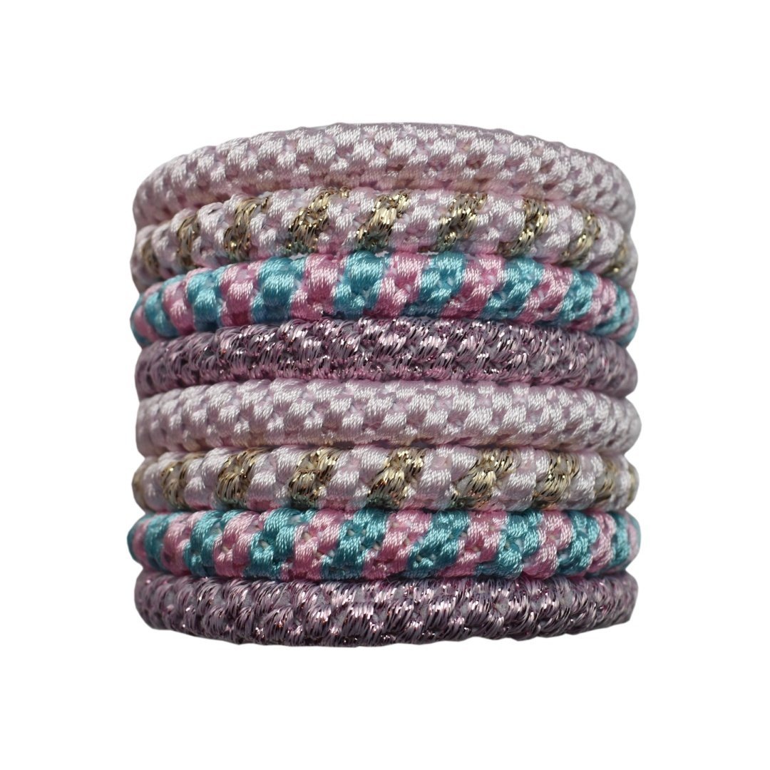 Zestaw Gumek Frotek Elastyczne Frotki Gumki Mocne do Włosów 8 szt Różowe