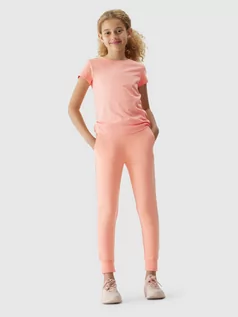 Odzież sportowa dziecięca - Spodnie dresowe joggery dziewczęce - 4F - grafika 1