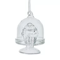 Bombki - BOMBKA CHOINKOWA SZKLANA NA CHOINKĘ BIAŁO-SREBRNA BABECZKA W SZKLE 7,5 CM BOMBKI CHOINKOWE BAŃKI I OZDOBY NA CHOINKĘ - miniaturka - grafika 1