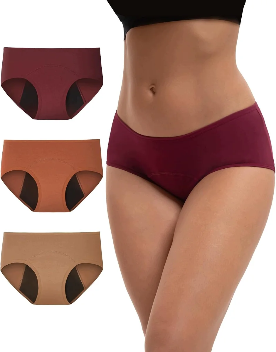 Majtki menstruacyjne damskie bawełniane 3 sztuki XL średni stan