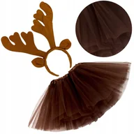 Stroje karnawałowe - Strój Tutu Jeleń Renifer Jelonek Święta Rogi Opaska Spódniczka Karnawał - miniaturka - grafika 1