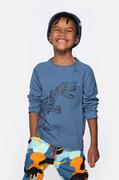 Bluzki dla chłopców - Coccodrillo longsleeve bawełniany dziecięcy kolor niebieski z nadrukiem - miniaturka - grafika 1