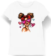Koszulki i topy damskie - Koszulka damska okulary serduszka walentynki biała XL - miniaturka - grafika 1