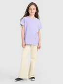 Spodnie i spodenki dla dziewczynek - 4F Spodnie dresowe z szerokimi nogawkami dziewczęce - beżowe 122 (6-7 lat) - miniaturka - grafika 1