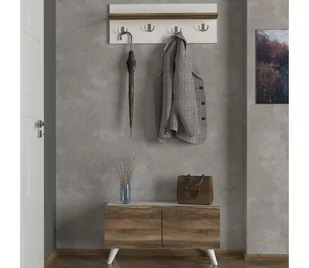 Wieszak ścienny LORES 29,5x80 cm + szafka na buty 41,5x80 cm brązowy/biały - Wieszaki i stojaki - miniaturka - grafika 1
