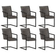 Krzesła - vidaXL Krzesła stołowe, wspornikowe, 6 szt., szare, skóra naturalna - miniaturka - grafika 1