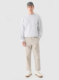 Męskie spodnie casual tkaninowe Outhorn OTHWAW24TTROM1089 - beżowe - Spodnie męskie - miniaturka - grafika 1