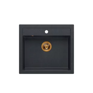 QUADRON Zlewozmywak BILL 110 black diamond/elementy miedziane HCQB6054U8_PVDC1 - Zlewozmywaki - miniaturka - grafika 1
