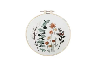 Zestaw do haftu płaskiego na płótnie z tamborkiem i muliną wzór nr 3 kwiaty - Pasmanteria - miniaturka - grafika 1