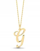 Wisiorki - ZŁOTY KOMPLET ZAWIESZKA ŁAŃCUSZEK LITERKA G 333 - miniaturka - grafika 1