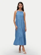 Sukienki - Vero Moda Sukienka letnia Fleur 10326075 Niebieski Loose Fit - miniaturka - grafika 1