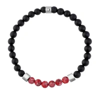 Bransolety męskie - Męska bransoletka z koralikami czarnego onyksu i czerwonym jaspisem. - miniaturka - grafika 1