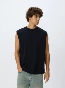 Reserved - Bawełniany tank top - czarny - Koszulki męskie - miniaturka - grafika 1