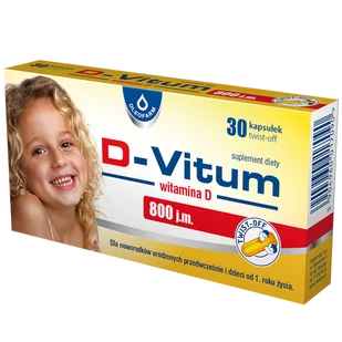 Oleofarm SP. Z O.O. D-Vitum 800j.m. witamina D dla dzieci od 1 roku życia i wcześniaków 30 kapsułek twist-off 4094253 - Witaminy i minerały - miniaturka - grafika 2