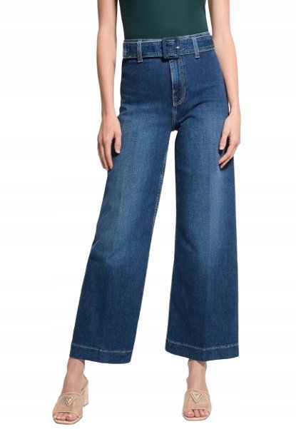 Guess Jeansy Damskie Proste Wysoki Stan Niebieskie Bawełna 28/29 G_A