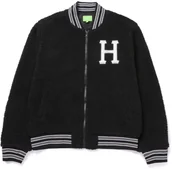 Kurtki męskie - kurtka męska HUF SHERPA VARSITY JACKET Black - miniaturka - grafika 1