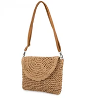 Torebki damskie - Stylowa mała torebka kopertówka z rafii na ramię z plecionki 2 paski - miniaturka - grafika 1