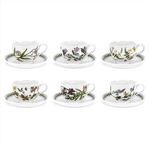 Portmeirion Botanic GardenTradtional Shape Breakfast Cup and Saucer, Set of 6 Assorted Motifs BG04557