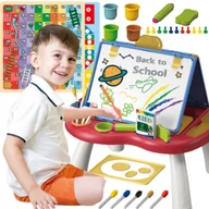 Tablice dla dzieci - TABLICA EDUKACYJNA KREDOWA DWUSTRONNA STOLIK + GRY + AKCESORIA - miniaturka - grafika 1