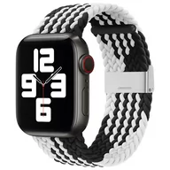 Akcesoria do smartwatchy - Strap Fabric opaska do Watch 7 / 6 / SE / 5 / 4 / 3 / 2 (41mm / 40mm / 38mm) pleciony materiałowy pasek bransoletka do zegarka czarno-biały - miniaturka - grafika 1