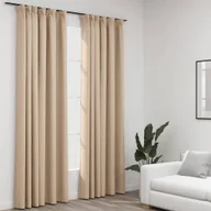 Zasłony - Zasłony stylizowane na lniane, 2 szt., beżowe, 140x245 cm - miniaturka - grafika 1