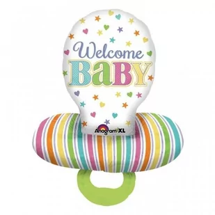 Balon foliowy 55cm x 73 cm, welcome baby-smoczek - Baby shower i roczek - miniaturka - grafika 1