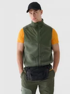 Koszulki sportowe męskie - Męski bezrękawnik polarowy sherpa 4F 4FRAW24TVESM172 - oliwkowy/khaki - miniaturka - grafika 1