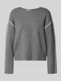 Sweter z dzianiny z okrągłym dekoltem model ‘STITCHA’ - Swetry damskie - miniaturka - grafika 1
