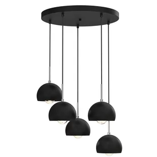 Euluna Lampa wisząca Cool, 5-punktowa okrągła, czarna - Lampy sufitowe - miniaturka - grafika 3
