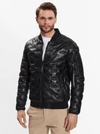 Kurtki męskie - Milestone Kurtka skórzana 311019 60220 Czarny Regular Fit - miniaturka - grafika 1