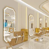 Meble fryzjerskie - Konsola konsoleta fryzjerska barberska kosmetyczna lustro LED rama aluminiowa 170x70 PRO - miniaturka - grafika 1
