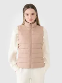 Kurtki damskie - 4F Bezrękawnik puchowy z wypełnieniem syntetycznym damski - beżowy XS - miniaturka - grafika 1