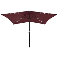 Parasole ogrodowe - vidaXL Parasol z lampkami LED, na stalowym słupku, bordo, 2x3 m 313790 - miniaturka - grafika 1