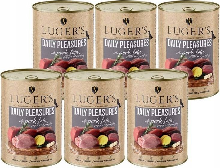 Karma mokra dla psa Luger's Daily Pleasures ze schabem wieprzowym, ziemniakiem i pietruszką zestaw 6 x 400 g