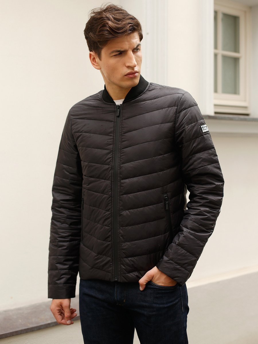 Puchowa Pikowana Kurtka Męska z Suwakiem