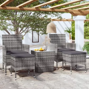 vidaXL 5-cz. zestaw mebli bistro, rattan PE i hartowane szkło, szary - Meble ogrodowe - miniaturka - grafika 1