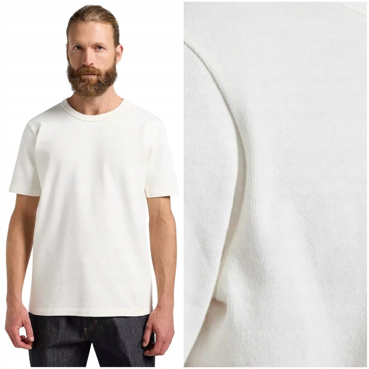 Lee 101 CORE TEE Ecru PREMIUM t-shirt mięsista bawełniana koszulka męska M