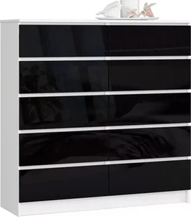 Elior Komoda do biura biała + czarny połysk - Mirune 4X - Komody - miniaturka - grafika 1