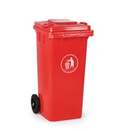Kosze na śmieci - B2B Partner Plastikowy pojemnik na odpady 120 litrów, czerwony 497007 - miniaturka - grafika 1