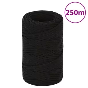 vidaXL Linka robocza, czarna, 2 mm, 250 m, poliester - Żeglarstwo - miniaturka - grafika 1