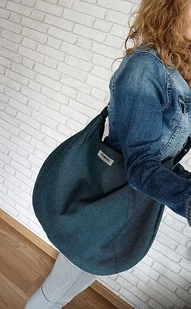 Duża torba worek boho turkusowa XXL na ramię - Torebki damskie - miniaturka - grafika 1